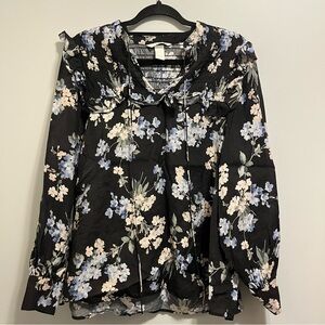 H&M Black and Blue Floral Blouse